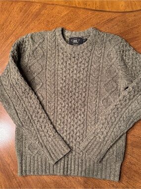 Ralph Lauren Double RL Olive Green Cable Knit Crewneck Sweater